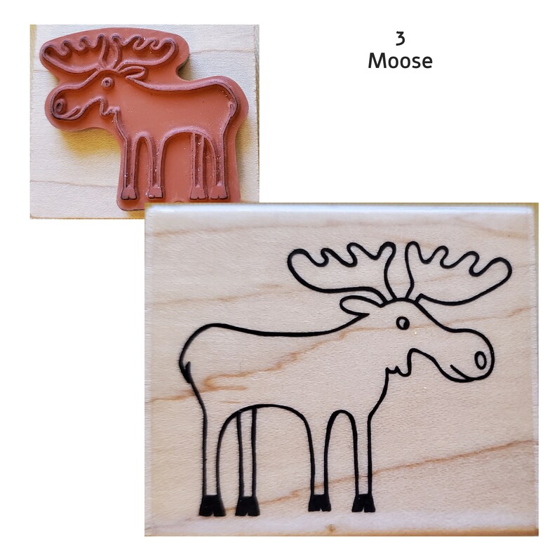 Stamp Moose Mini Stamp Deer Reindeer Christmas Forest