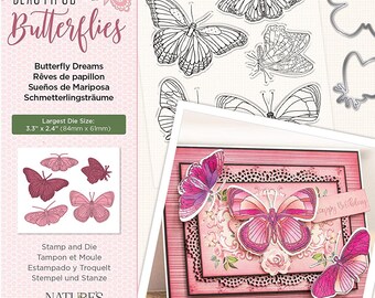 Crafters Companion Photopolymer Stamp and Die Set - Beautiful Mariposa Butterflies Butterfly Dreams