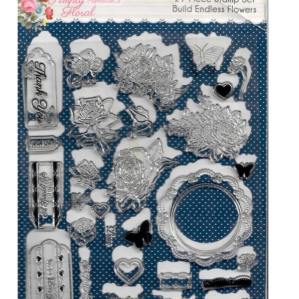 Simply Floral DoCrafts papermania 29 Piece stamp set build endless flowers