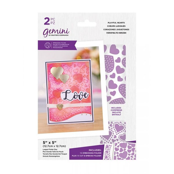 Crafters Companion Gemini - Embossing Folder Duo - Playful Heart Hearts design Mix and Match