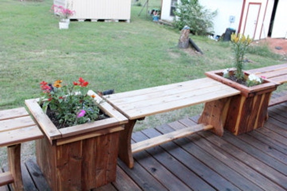 Flower Planters And Bench Patio Furniture Deck Furniture Etsy