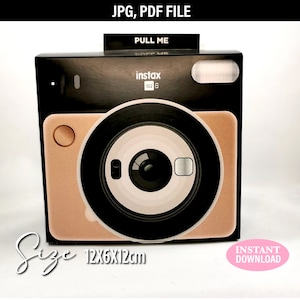 Insta Camera Box | Instax papercraft DIY | printable template PDF, vintage camera decor | Instant Download | Cámara de papel