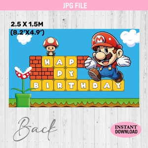 MARIO Wall Backdrop 4 | Birthday Party Super Mario Backdrop | Custom backdrop | Banner | Lona | Fondo | Digital Background