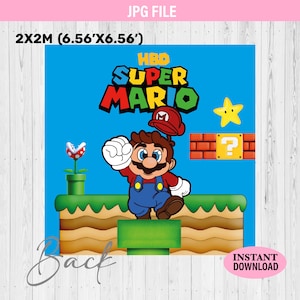 MARIO Wall Backdrop 2 | Birthday Party Super Mario Backdrop | Custom backdrop | Banner | Lona | Fondo | Digital Background