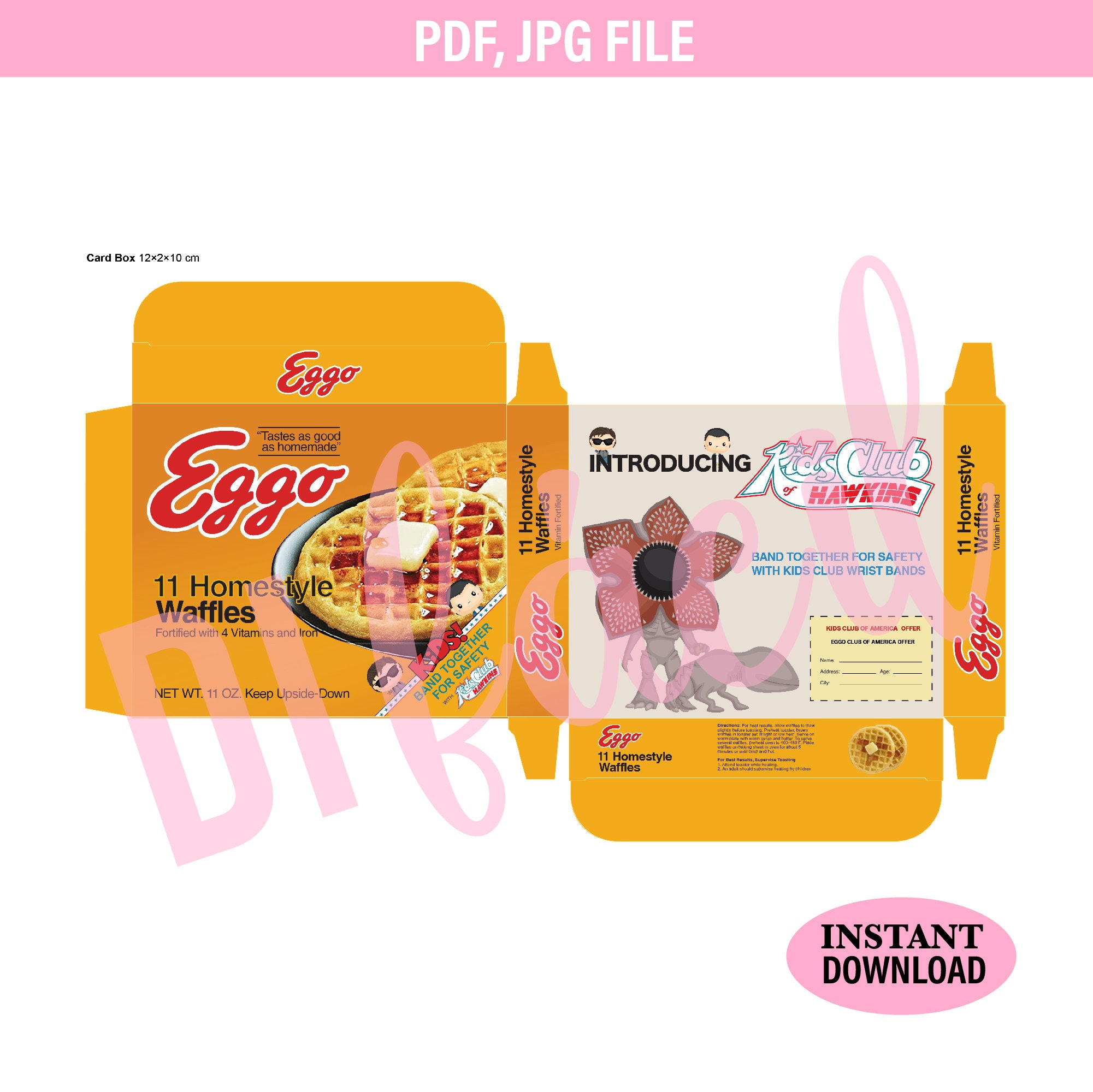Eggo Waffles Box Template Diy Stranger Things Box Party Favor Box