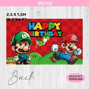 MARIO Wall Backdrop | Birthday Party Super Mario Backdrop | Custom backdrop | Banner | Lona | Fondo | Digital Background