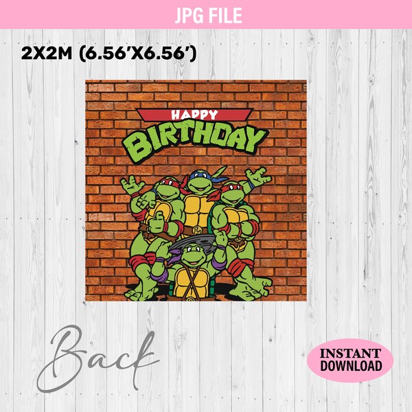 TMN Turtles Backdrop 2 | Birthday Party Ninja Turtles | Custom backdrop | Tortugas Ninja | Lona | Fondo | Digital Background