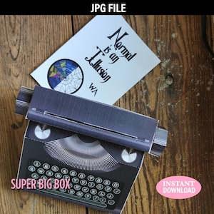 Typewriter SUPER BIG BOX template  | Wednesday | Portrait holder | download print, cut & assemble