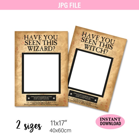 Witch and Wizard Birthday Party Photo Booth Props Instant Digital Download  DIY Printable 