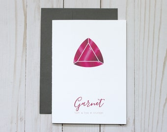 Garnet Gemstone - January Birthday - Greeting Card