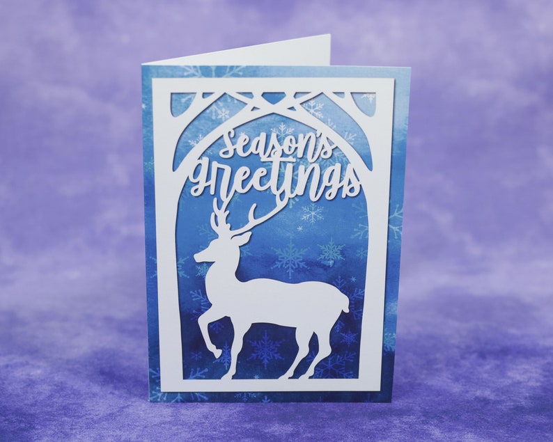 Season's Greetings Greeting Card Happy Holidays Greeting Card Christmas Card Deer Holiday Card image 2