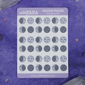 Fases da Lua - Planejador - Bullet Journal - Folha de adesivos de papel