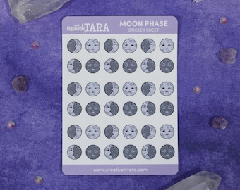 Moon Phases - Planner - Bullet Journal - Paper Sticker Sheet