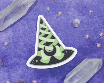Witch Academy Hat - Nettle Green - Waterproof - Vinyl - Die-Cut - Sticker