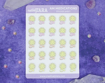 AM Morning Medications - Planner - Bullet Journal - Paper Sticker Sheet