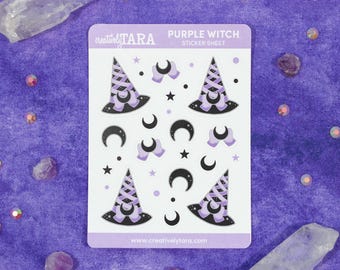Lila Hübsche Hexe - Planer - Bullet Journal - Papier Sticker Bogen