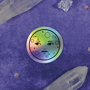 Full Moon - Holographic - Waterproof Vinyl Sticker