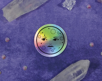 Full Moon - Holographic - Waterproof Vinyl Sticker