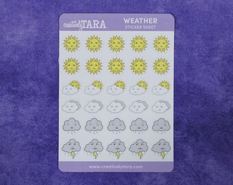 Weather - Planner - Bullet Journal - Paper Sticker Sheet