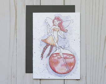 Red Bauble Sprite - Artwork Greeting Card - Art Print