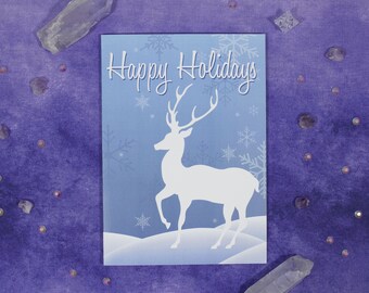 Happy Holidays Greeting Card - Christmas Card - Deer Holiday Card