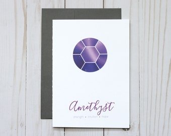 Amethyst Gemstone - February Birthday - Greeting Card