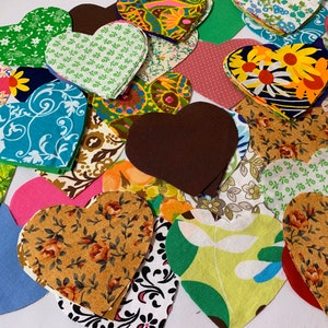 25 Assorted Fabric Hearts Heart Quilting Hand Cut Patchwork Fabric Sew Appliqué Hearts Precut Hearts Sewing Quilting Repurposed Hand Cut image 3