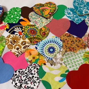 25 Assorted Fabric Hearts Heart Quilting Hand Cut Patchwork Fabric Sew Appliqué Hearts Precut Hearts Sewing Quilting Repurposed Hand Cut image 2