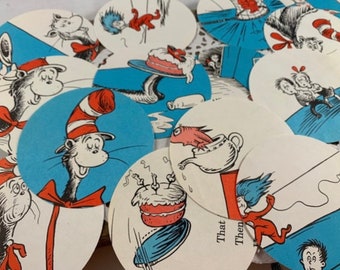 Dr. Seuss Confetti: Cat in the Hat Party Decor, Scrapbooking (55 Circles)