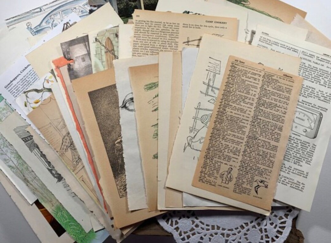 50 Vintage Book Pages With Pictures, Ephemera Paper Supply - Etsy