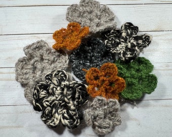 Crocheted Flowers Assorted Colors and Sizes Handmade Craft Supply Beige Black Green Brown Green Cream Yarn Sewing  Hat Hair Supply Quilting