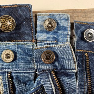 5 Denim Zippers Blue Jean Pieces Crafting Hand Cut Patchwork Blue Denim ...