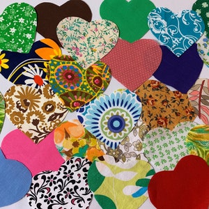 25 Assorted Fabric Hearts Heart Quilting Hand Cut Patchwork Fabric Sew Appliqué Hearts Precut Hearts Sewing Quilting Repurposed Hand Cut image 7