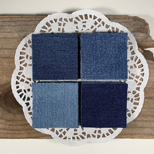 25 - 2 1/2" Denim Squares Blue Jean Quilt Squares Quilting Hand Cut Patchwork Denim Quilt Squares Precut Denim Sewing Quilting Repurposed