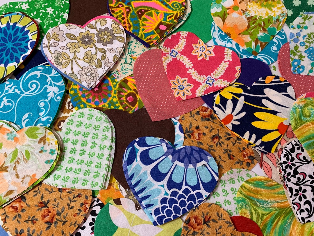 40 Assorted Fabric Hearts Heart Quilting Hand Cut Patchwork - Etsy