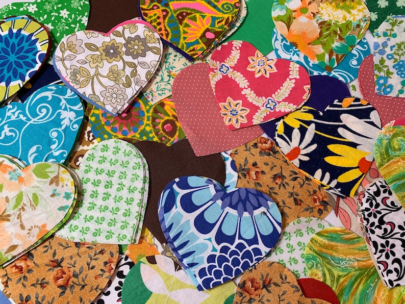 25 Assorted Fabric Hearts Heart Quilting Hand Cut Patchwork Fabric Sew Appliqué Hearts Precut Hearts Sewing Quilting Repurposed Hand Cut image 1