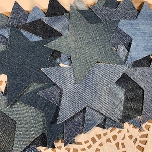 25 Denim Stars Blue Jean Quilt Stars Quilting Hand Cut - Etsy