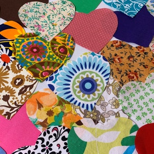 25 Assorted Fabric Hearts Heart Quilting Hand Cut Patchwork Fabric Sew Appliqué Hearts Precut Hearts Sewing Quilting Repurposed Hand Cut image 8