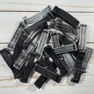 15 Assorted Shades of BLACK ONLY Belt Loops Denim Jean Piece Patchwork Hand Cut Denim Loops Jeans Sewing Quilting Repurposed Denim Crafting