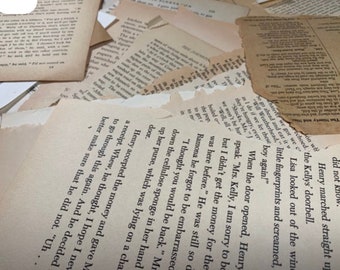 30 Vintage Book Page Pieces Scraps Assorted Sizes Ephemera