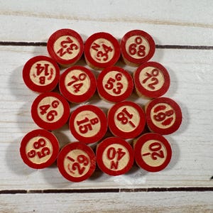 Vintage Wooden Bingo Pieces: Mixed Media Art Supplies, Incomplete Set