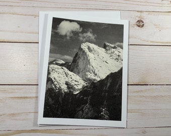 Repurposed Greeting Card Mountains Black and White Vintage Blank One of a Kind Card w/ Envelope Reused Card Send Happy Mail Original Paper