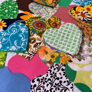 25 Assorted Fabric Hearts Heart Quilting Hand Cut Patchwork Fabric Sew Appliqué Hearts Precut Hearts Sewing Quilting Repurposed Hand Cut image 4