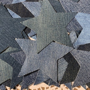 25 Denim Stars Blue Jean Quilt Stars Quilting Hand Cut Patchwork Denim ...