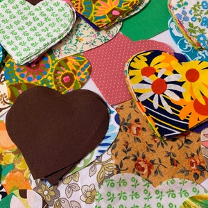 25 Assorted Fabric Hearts Heart Quilting Hand Cut Patchwork Fabric Sew Appliqué Hearts Precut Hearts Sewing Quilting Repurposed Hand Cut image 5