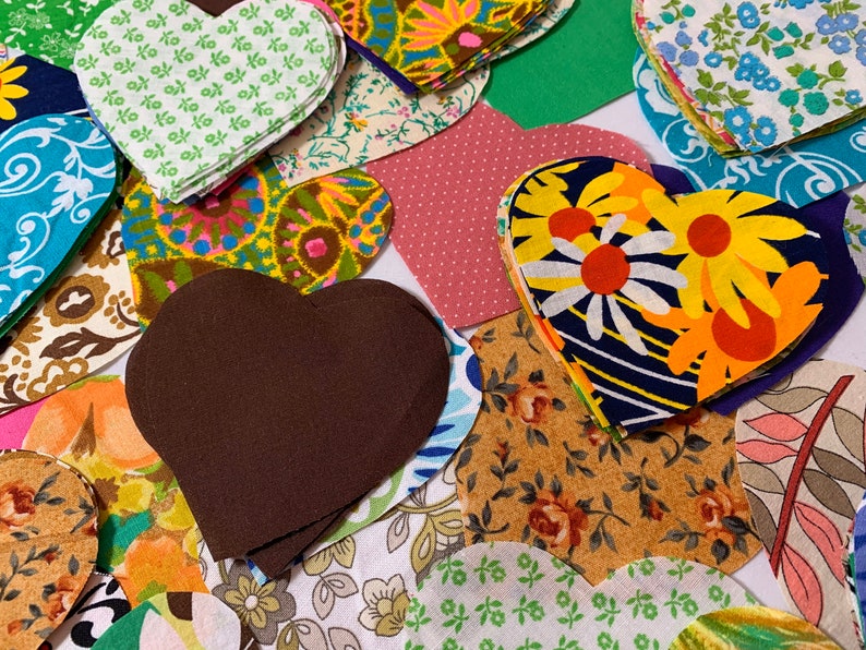 25 Assorted Fabric Hearts Heart Quilting Hand Cut Patchwork Fabric Sew Appliqué Hearts Precut Hearts Sewing Quilting Repurposed Hand Cut image 5