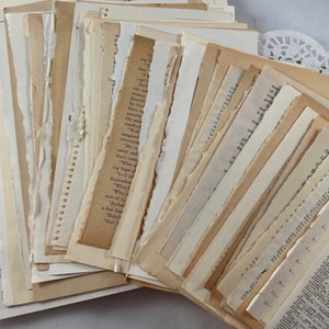 50 Vintage Book Pages Paper Assorted Sizes Ephemera Vintage Paper Vintage Papers Junk Journal Supplies Mixed Media Art Paper Set No Pictures