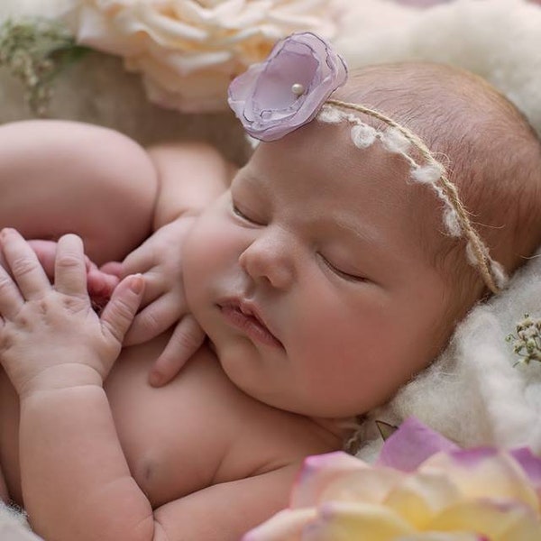 Bandeau de fleur de chéri, nouveau-né cravate de fille de chéri en arrière bandeau, accessoires de photographie