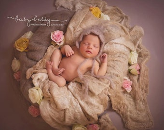 Mohair Newborn Hat, Baby Girl Bonnet, Vintage Hat, Knit baby hat,  Photo prop, Photography Hat