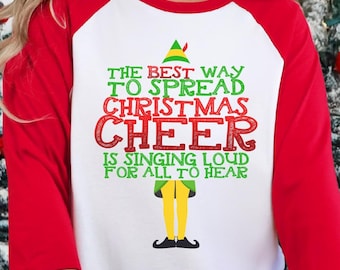 The Best Way to Spread Christmas Cheer 3/4 Sleeve, Cute Christmas Pajama Top, Raglan Christmas Party shirt, Ladies Funny t-shirt DT-647